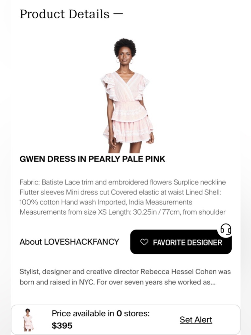 LoveShackFancy Pearly Pale Pink Ruffled Mini Dress - Picture 4 of 5